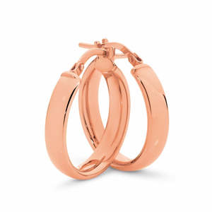 9ct Rose Gold and Silver Bonded Plain Hoop Earrings
