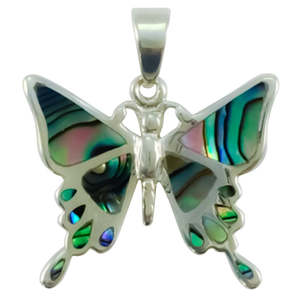 Sterling Silver Paua Butterfly Necklace