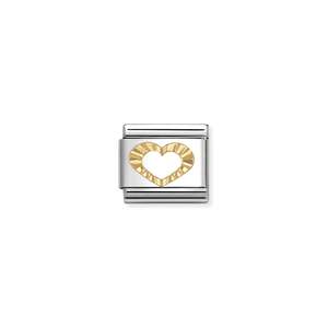 Nomination 18K Yellow Gold Etched Detail Heart Link