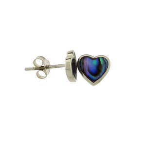Gifts Under 100: Sterling Silver Heart Shaped Paua Earrings