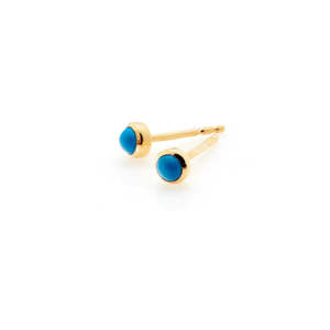 Superfine / Mini Turquoise Studs Gold Plate