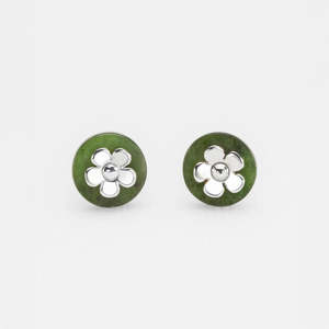 All Jewellery: Nick Von K Silver Mānuka Flower Pounamu Studs
