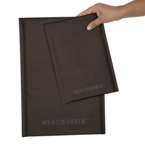 Herobubble Padded Compostable Mailers: Black Compostable HEROBUBBLE Mailer - From Packs of 25