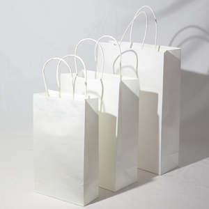 Shopping Bags: Custom or Plain Paper Shopping Bags - Kraft White