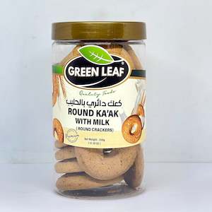 Snacks: GREEN LEAF Round Crackers 'Ka'ak' w/ Milk 350g