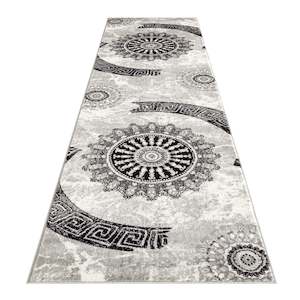 Round Rugs: Celestial 6447 Grey Hallway Runner