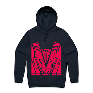 Basic Hoodie: Maori Unisex Hoodie Navy with Pink Fluro