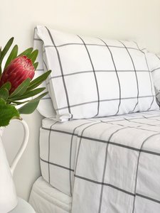 Organic Cotton Printed Sheets Online NZ - Classic Check Sheet Set - Hiber-Nation Linen