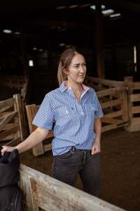Alice Workshirt in Royal Blue and White Stripe
