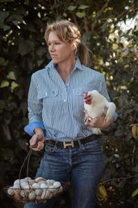 Heidi Workshirt in Green and White Stripe