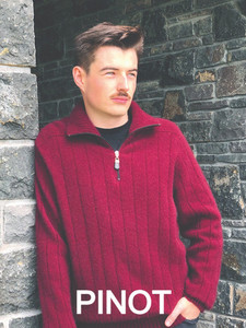 Products: Men's Rib Patterned Sweater w Collar and Zip (9808) possum merino