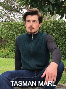 Products: Men's Rib Vest w Zip (9823) possum merino