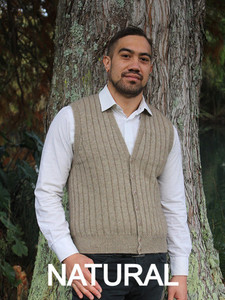 Products: Men's Rib Vest w Buttons (9829) possum merino