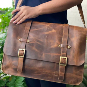 Handbags: Benson Aged Leather Laptop Bag