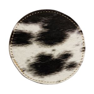 Accessories: Cowhide Coaster Set (4) - Black & White Round