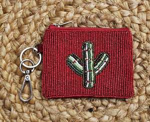 Accessories: Hot Cactus - Beaded Coin Purse/Bag Charm