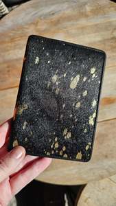 Cowhide Bags: Black & Gold Shimmer Passport Holder