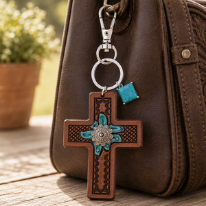 Cowhide Bags: Cowgirl Cross - Keyring/Bag Charm