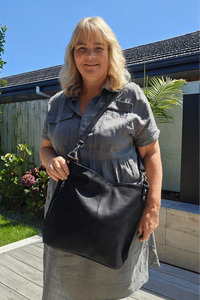 Cowhide Bags: Becky - Jet Black (2 Strap Design)
