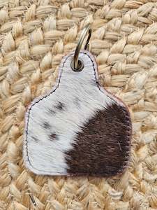 Accessories: BROWN & WHITE EARTAG - (Aged Leather Back)