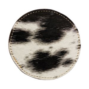 Cowhide Coaster Set (4) - Black & White Round