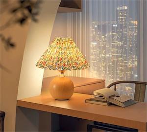 French Pastoral Flower Style Bedside/Table Lamp Pleated Night Light LED
