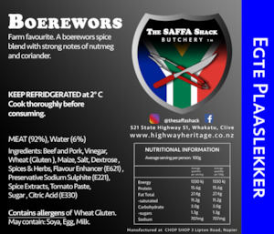 Boerewors: Egte Plaaslekker / kg