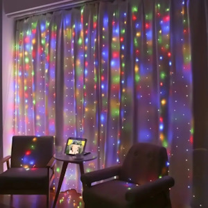 Frontpage: 3*3M 300 LED Multicolour Curtain Lights (Solar/Plug)