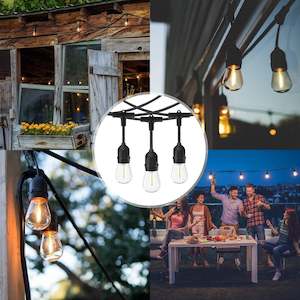 Frontpage: 10m Drop Down 20 Bulbs Outdoor Festoon Lights (Solar Panel)