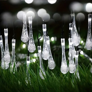 Frontpage: 50 LED Water Drop Solar Garden String Lights (White)