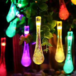 50 LED Water Drop Solar Garden String Lights (Colour)