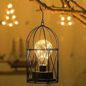 Frontpage: 15 LED Black Birdcage Decorative Lamp