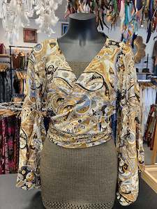 Clothing-Tops: Hine Raja Satin Tie Top