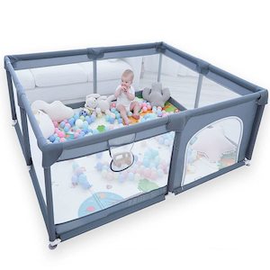 Playpens: Foldable & Portable Fabric Baby Playpen 180x200x68cm-Grey