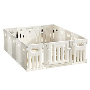 Playpens: Baby Playpen 14+2 Panels (Love Heart)-Grey and White