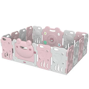 Luxurious  Baby Playpen 14+2 Panels (Little Froggy-Pink)