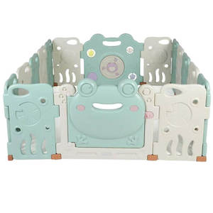 Luxurious Baby Playpen 14+2 Panels (Little Froggy-Green)