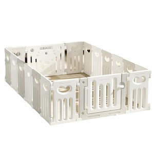 Baby Playpen 16+2 Panels (Love Heart)-Grey and White