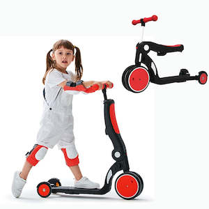 Balance Bikes: Birthday Gift Red Convertible 3-in-1 Balance Bike, Tricycle & Scooter for Aged 1-3-6 Years Old