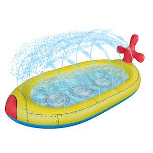 Toys Games: 3-in-1 Submarine Inflatable Splash Pad Sprinkler Pool