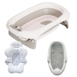 Baby Bath Tub: 3 in 1 Foldable Baby Bath Tub & Bath Seats -Unisex Grey & Blue