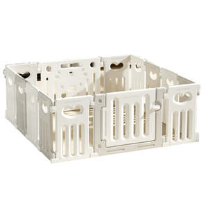 Babies Kids: Baby Playpen 12+2 Panels (Love Heart)-Grey and White