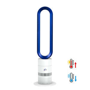 Electronics: Bladeless Tower Cooling Fan & Stand Heater For Bedroom | ClimateMaster | Blue/White