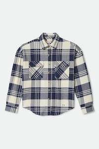 Her Jackets: BRIXTON // Bowery Classic Flannel AZURE BLUE/WHITE