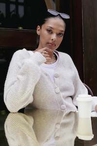 Her Knitwear: AMONG THE BRAVE // Wholesome Oat Chunky Knit Cardigan ECRU