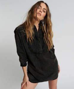 ONE TEASPOON // Blackout Tuxedo Shirt Dress  BLACK ACID