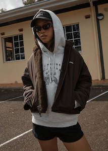 Her Hoodies Crews: AFENDS // Berlin Reversible Fleece Jacket COFFEE