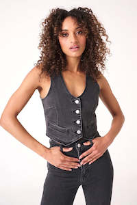 Her Denim: ROLLAS // Dallas Vest WASHED BLACK