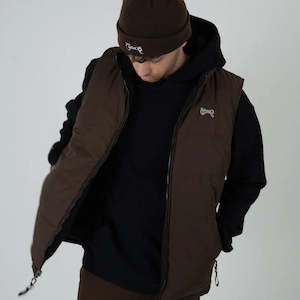 CRATE // Reversible Puffer Vest BLACK/DARK BROWN