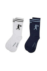 KAREN WALKER // Runaway Girl 2Pack Socks WHITE/DENIM BLUE